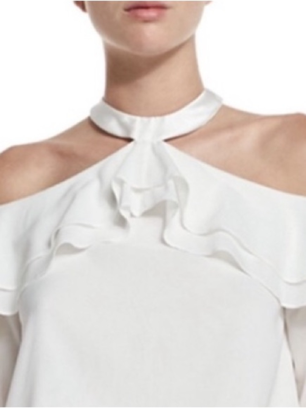 Alice + Olivia Cold-Shoulder Ruffle Halter Top